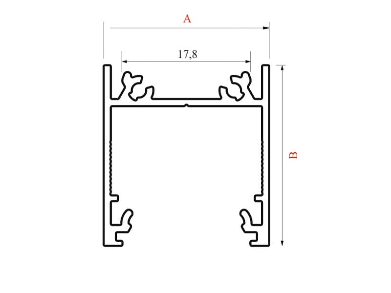 Aluminium LED profile LINEA (E,F) (T,Y) schema