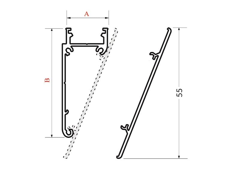Aluminium LED profile WALL (B,C,D) schema