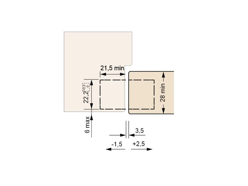 Concealed hinge for interior doors with 3D adjustment, model 1430, 30/50kg. schema