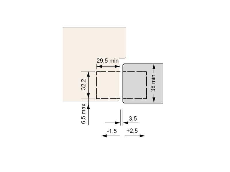 Concealed hinge for interior doors with 3D adjustment, model 1431, 120/145kg. schema