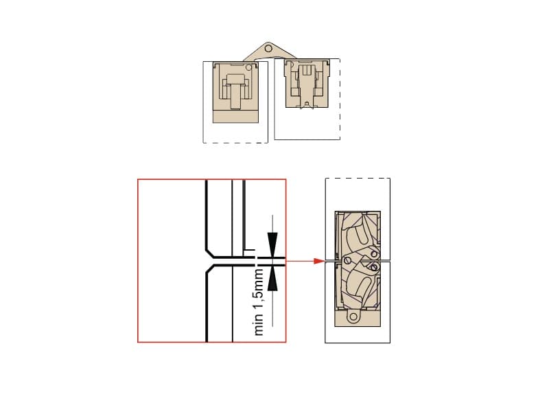 Concealed hinge for interior doors with 3D adjustment, model 929, 10/13kg. schema