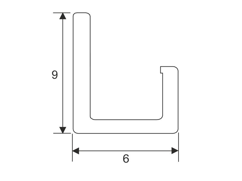 U glass 4mm/9mm end profile schema