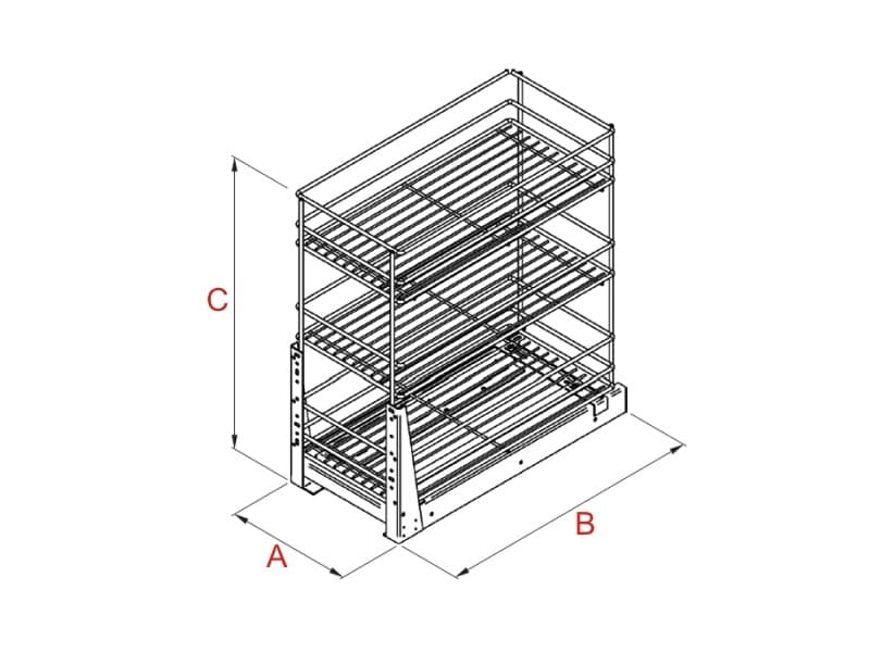 Extractable basket 3 shelves H45 full extension soft closing - VARIANT PLUS schema