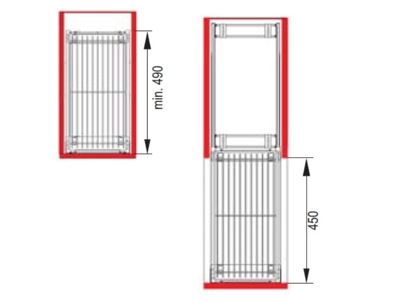 Extractable basket 3 shelves H45 full extension soft closing - VARIANT PLUS schema