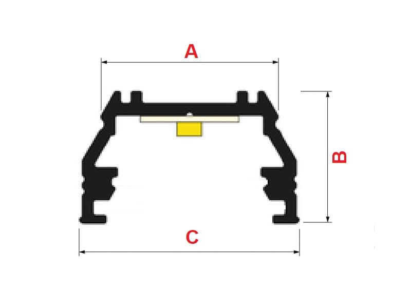 Aluminium LED profile UNI (B,C,D) (U) schema