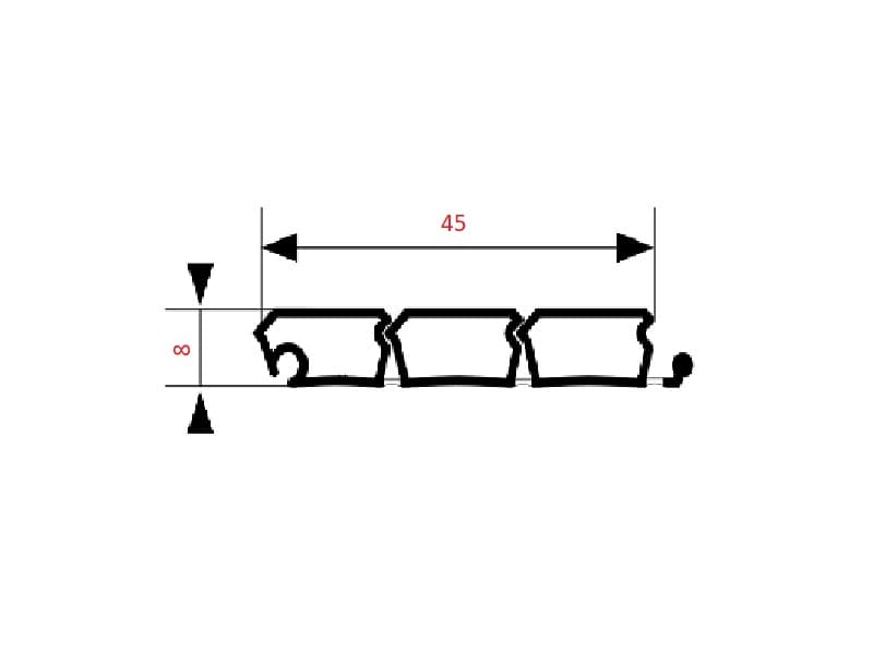 Tambour door profiles model E23 schema