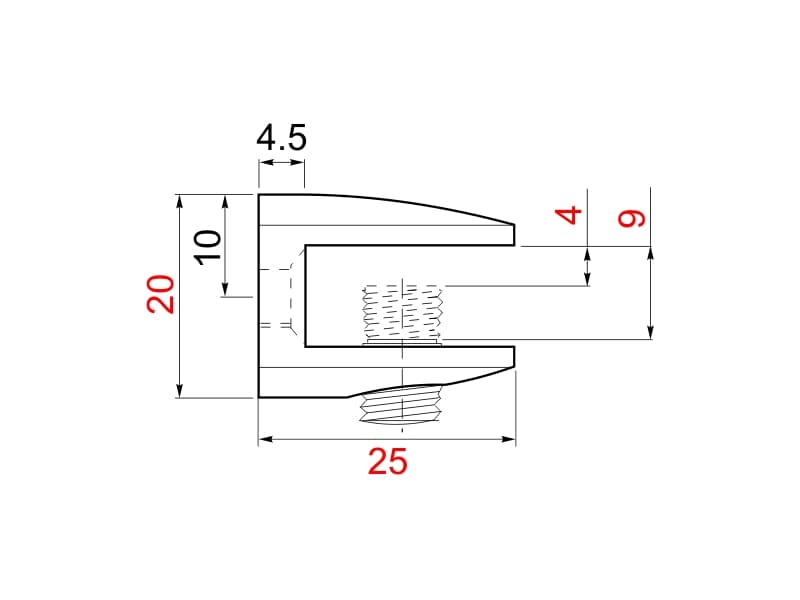 Ellipse glass holder, screw mounting, J123, GTV schema