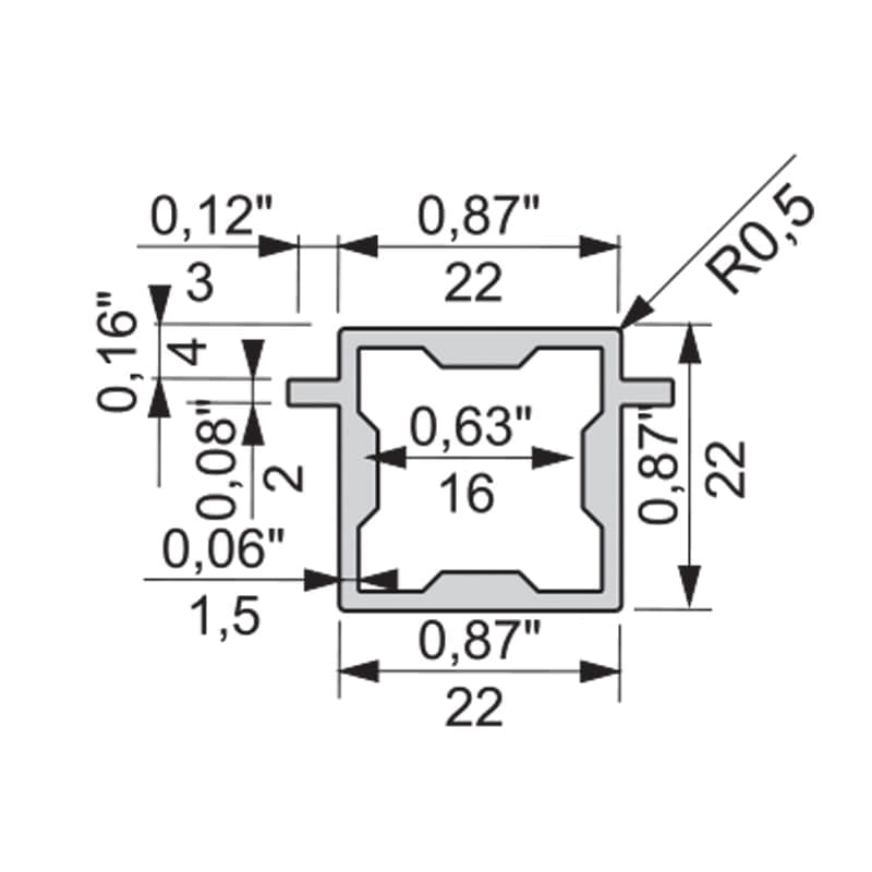 Aluminium Profile System IQ22, RK2 schema