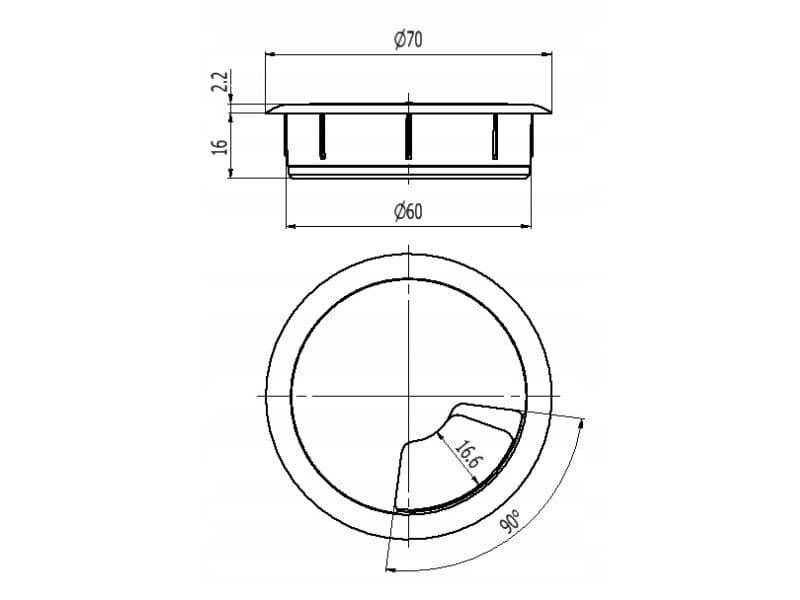 Plastic cable grommet schema