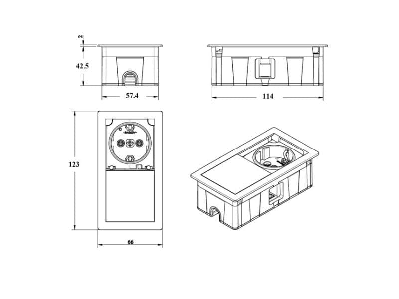 VersaHIT Mono Powerdock with sliding covers (1 Power socket) schema