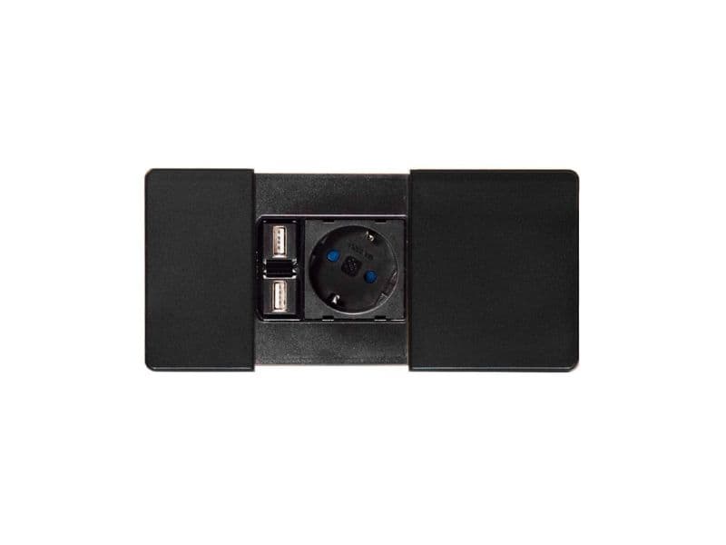 VersaPAD Powerdock with sliding covers (1Power sockets + 1 RJ45 + 2 USB) schema