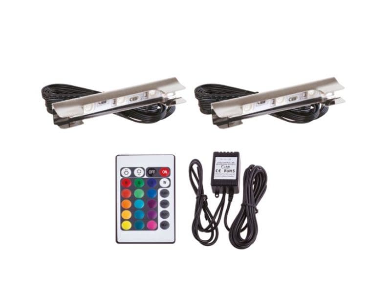 Shelf LED clip 2pcs. lights with RF control and 5 slots socket – RGB main image