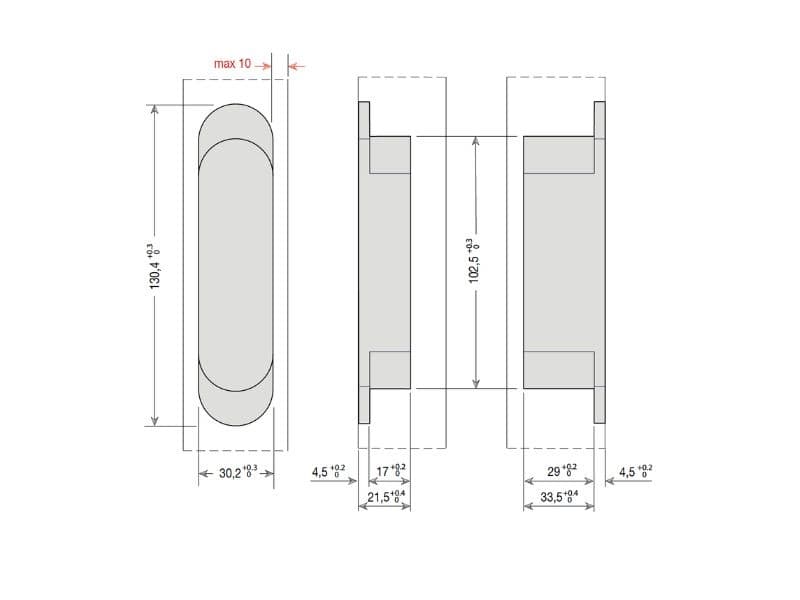 Concealed hinge for interior doors with 3D adjustment, model 1450, 60/80kg schema