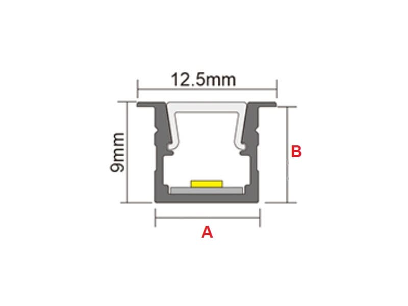 Recessed LED strip light MH01B - 10W/m, 12V schema