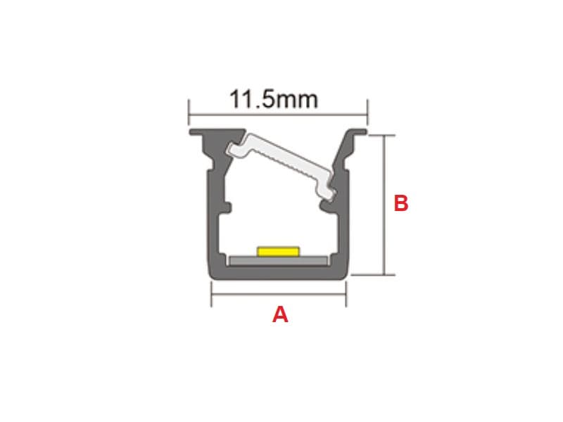 Recessed LED strip light MH02B - 10W/m, 12V schema