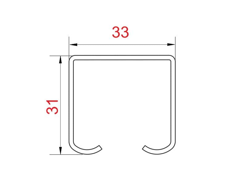 Steel upper rail K-076 (no 13) schema