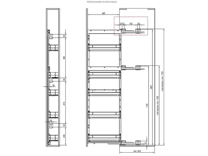 MAXIMA EVO II - Side Cargo 5 shelvs schema
