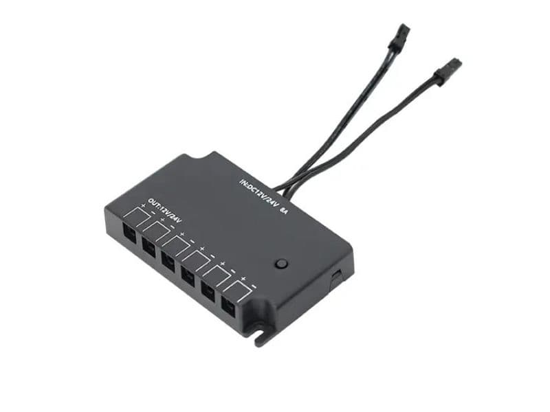 S5 Wireless Dimmer Receiver, 12&24V, 2 input lines 100mm, 6 way splitter box main image