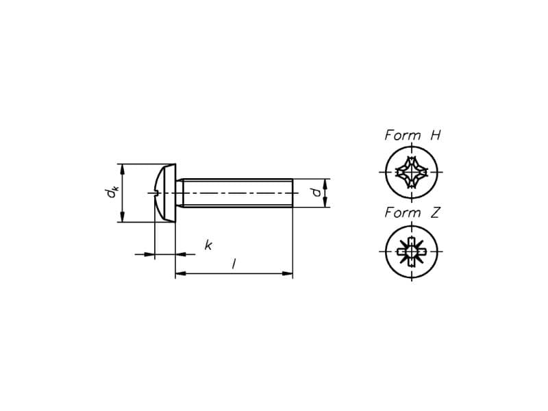 Machine screw DIN 7985 schema