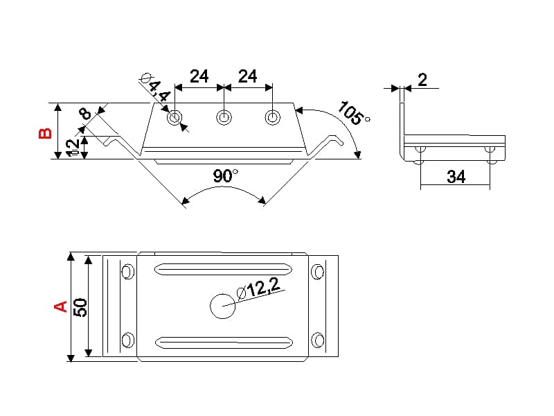 Clamping clip 1 hole schema