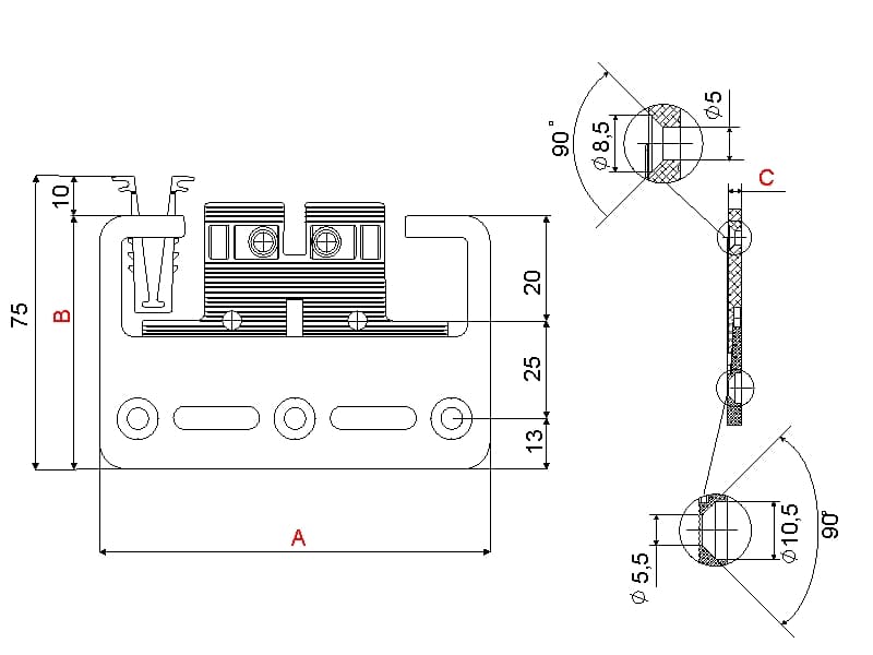 Hanging bracket aluminium 5mm schema
