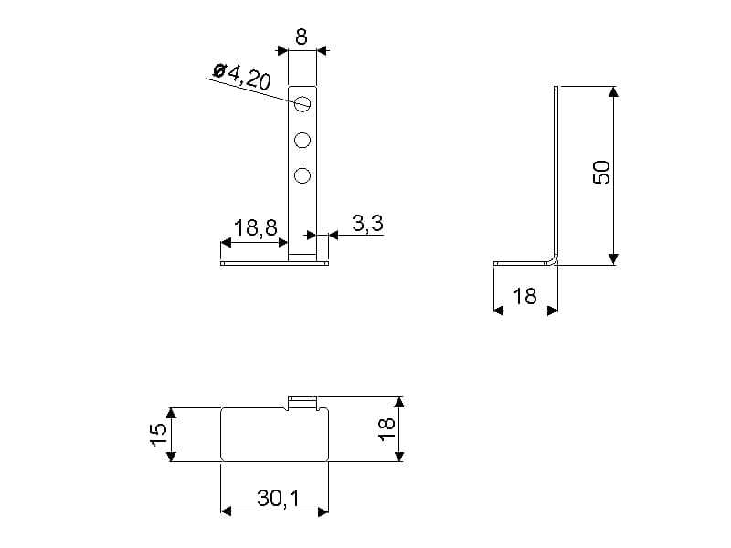 Mounting bracket (for under-desk profile LSBL / LSBC) schema