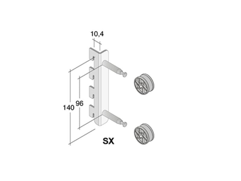 LATERAL bracket for suspended elements, H-96/140 mm. Double pin (FFX.*X96) schema