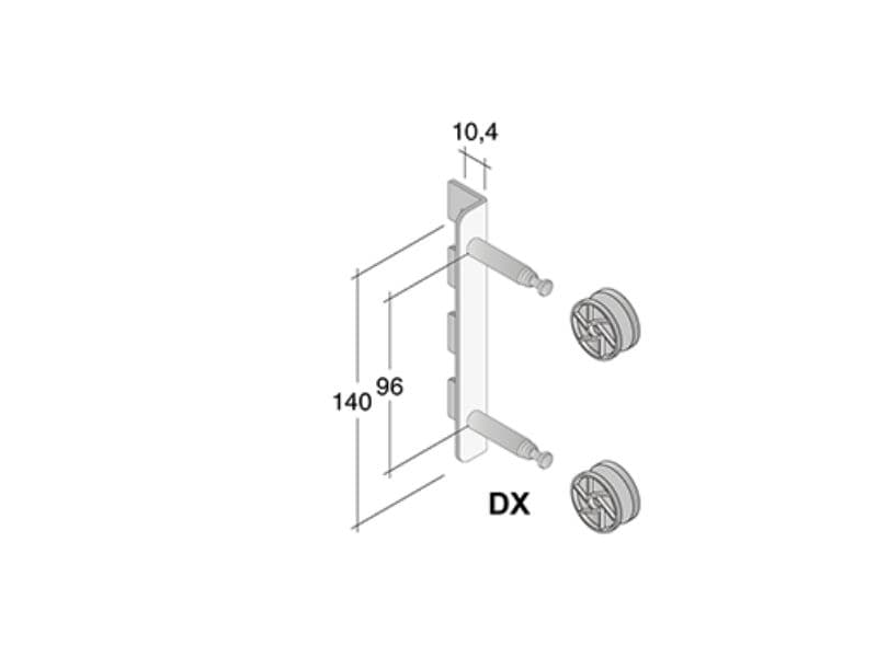 LATERAL bracket for suspended elements, H-96/140 mm. Double pin (FFX.*X96) schema