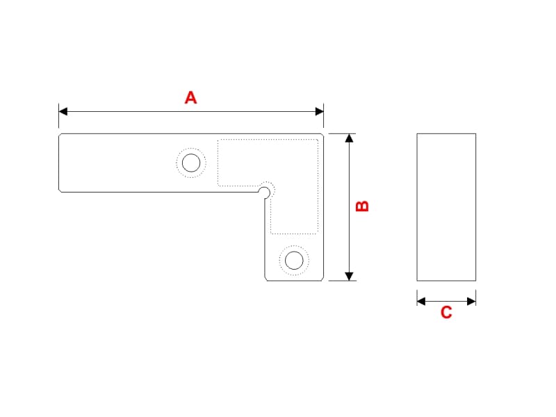 Corner cleats for frame profile 45x25x10 schema