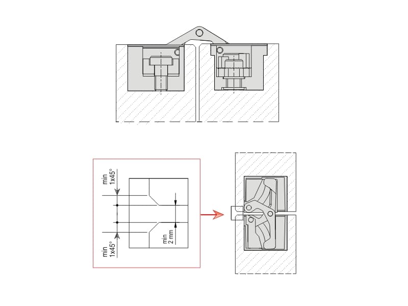 Concealed hinge for interior doors with 3D adjustment, model 1428 MAX, 40/60kg. schema