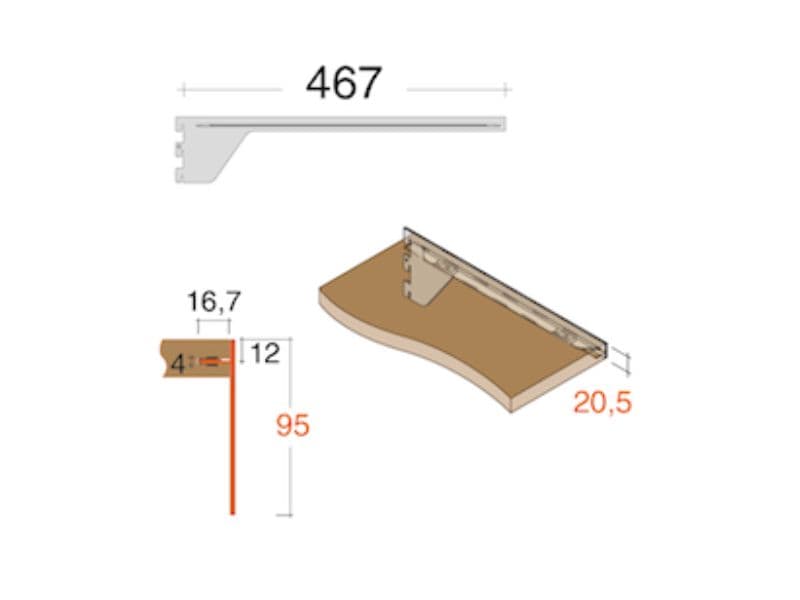 Single T‑shape bracket, for solid shelf 19mm main image