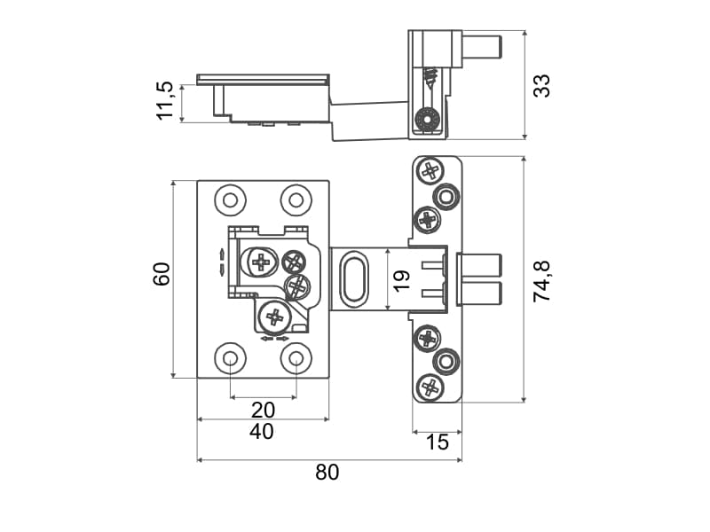 Hinge for Aluminum Frame 35mm with soft close mechanism, Z7, ABEA schema