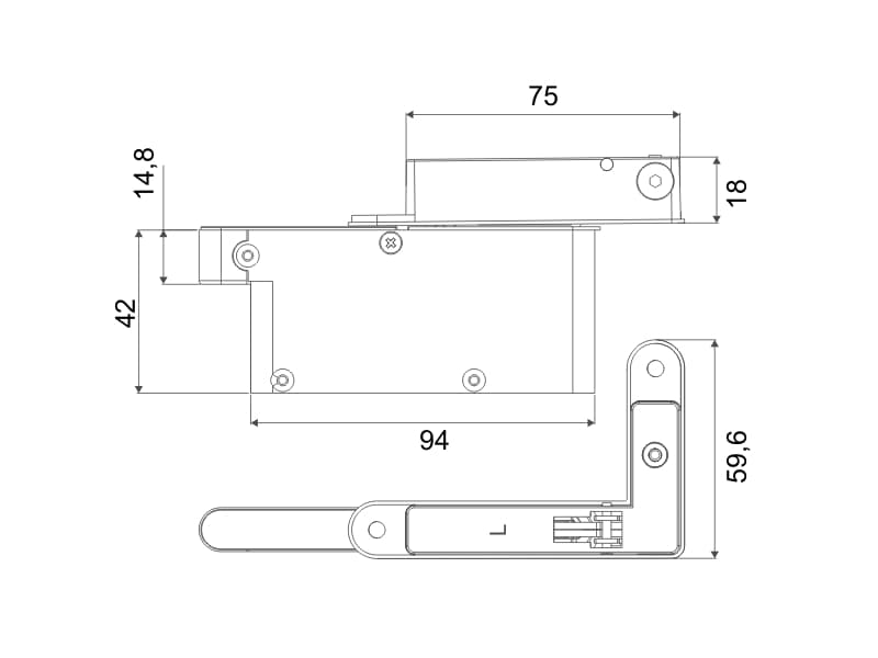 Concealed hinge, soft closing, T2, ABEA schema