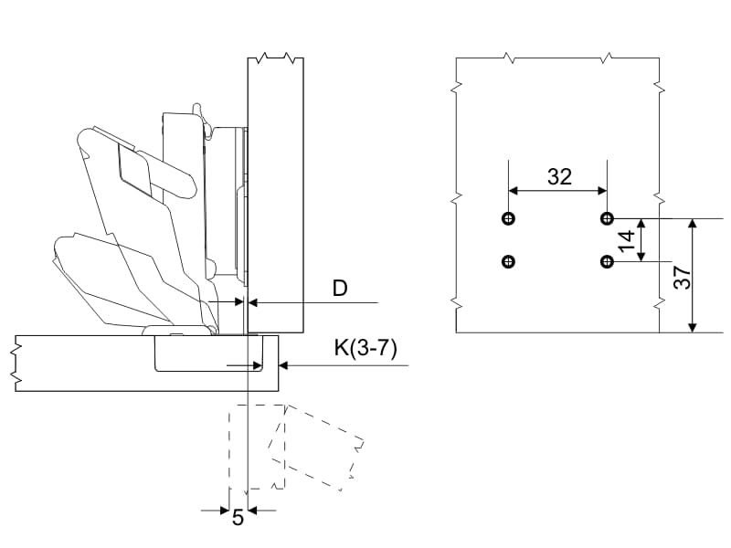 Панта ф35, ON/OFF плавно затваряне, 135 °, 3D основа, T125 PRO, АВЕА схема
